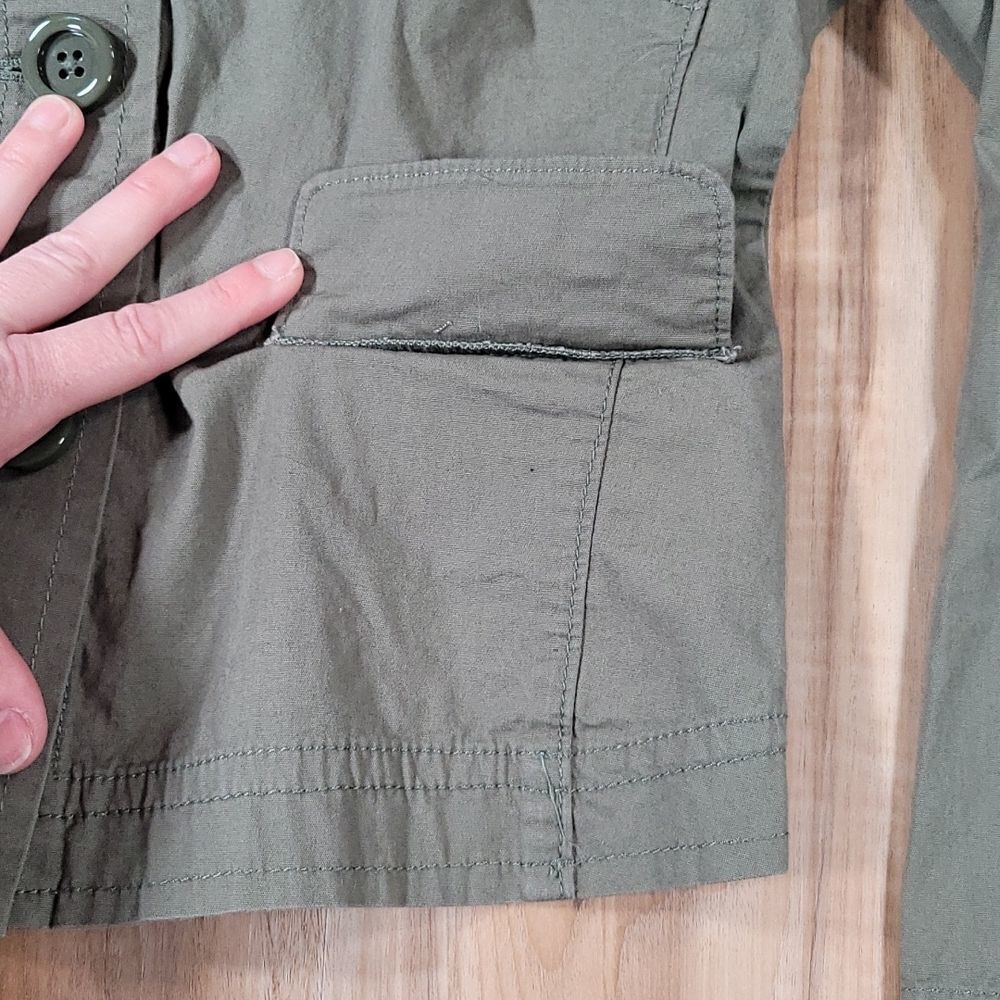 Levi's Olive Buttoned High Neck Cropped Jacket Sm… - image 6